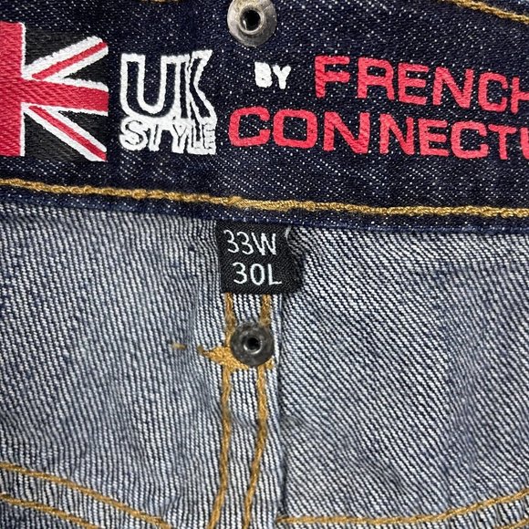UK Style by French Connection Jeans Mens Size 33x30 Straight Leg Dark Wash Denim - Picture 7 of 15